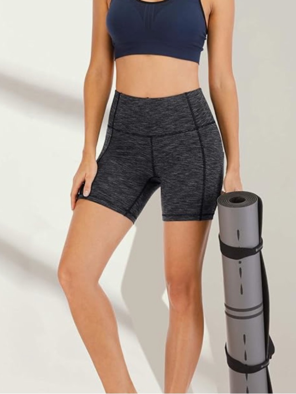 Chic Nation Charcoal Heather High-Rise Bike Shorts